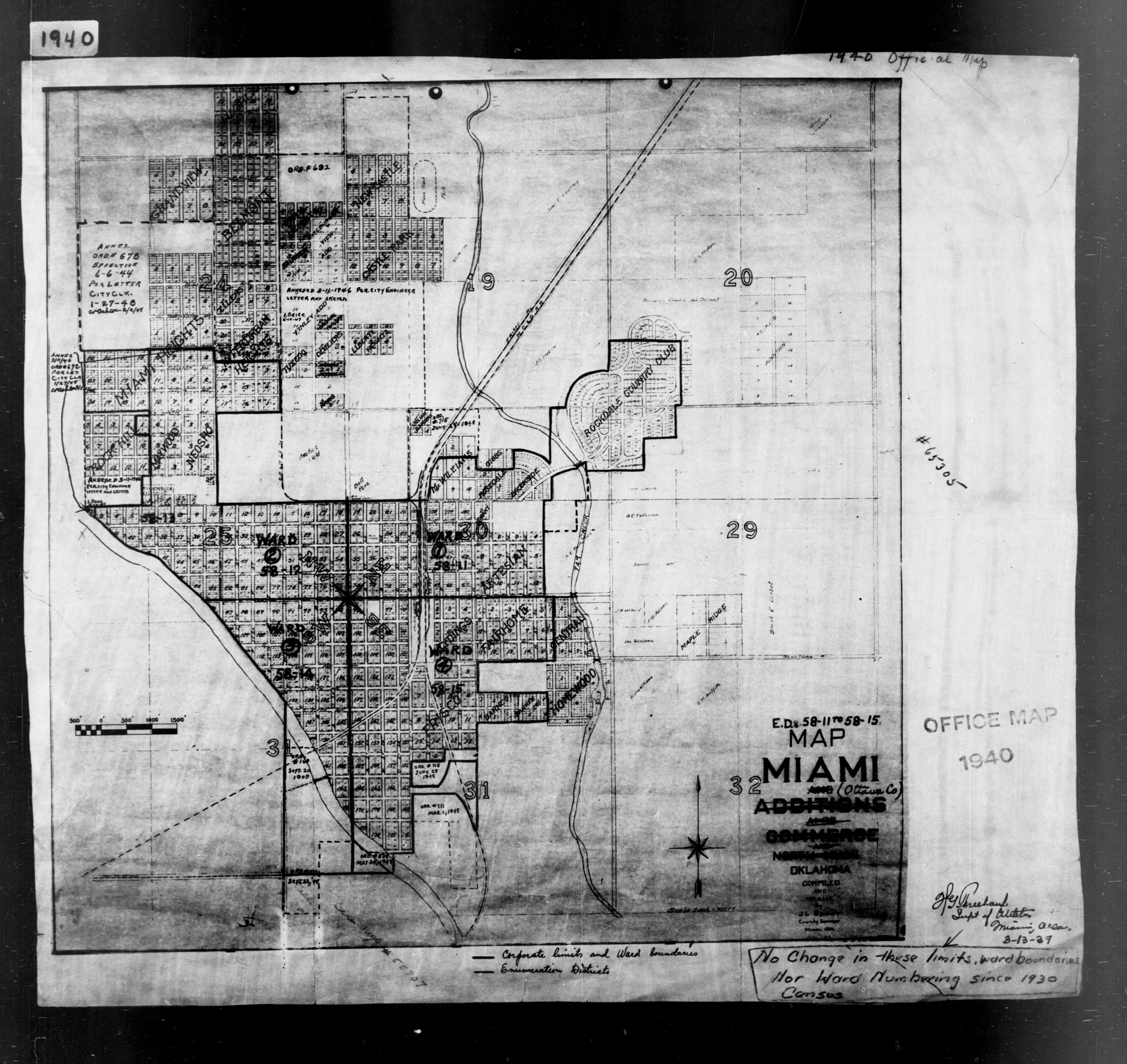 1940 plat map of Miami – Miami, Oklahoma History